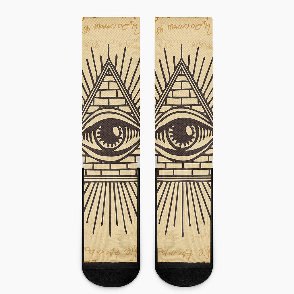 Illuminati Eye Print Crew Socks