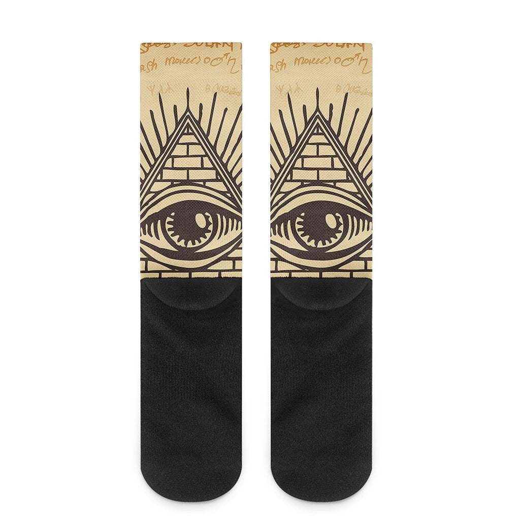 Illuminati Eye Print Crew Socks