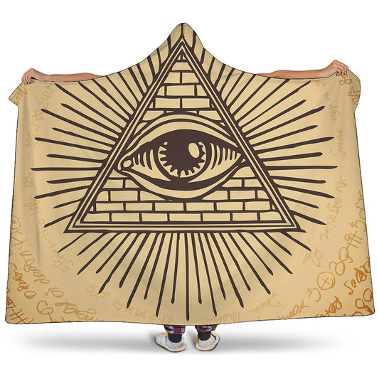 Illuminati Eye Print Hooded Blanket