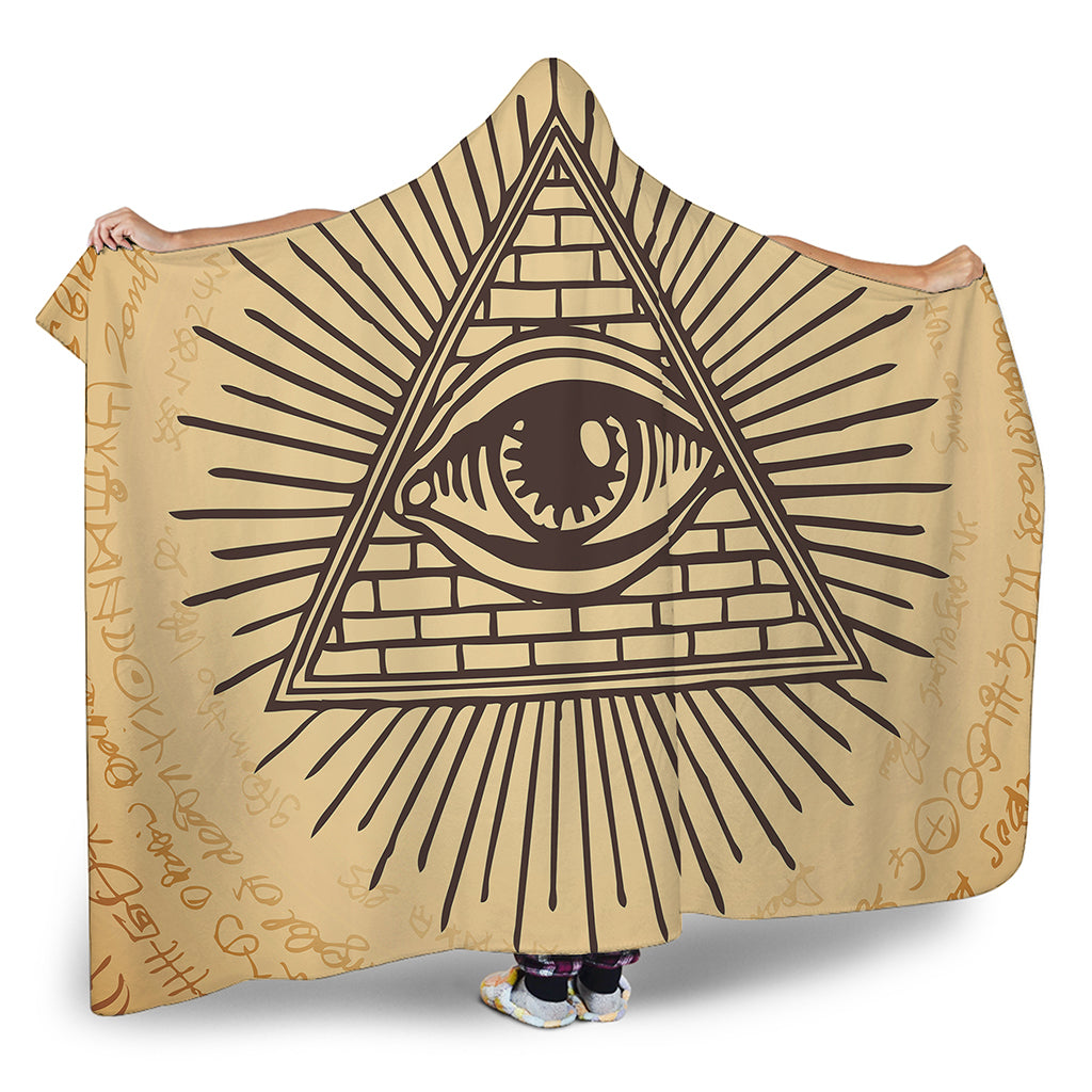 Illuminati Eye Print Hooded Blanket