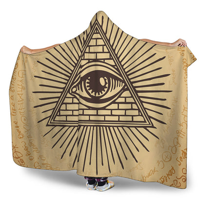 Illuminati Eye Print Hooded Blanket