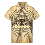 Illuminati Eye Print Men's Short Sleeve Shirt