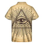 Illuminati Eye Print Men's Short Sleeve Shirt