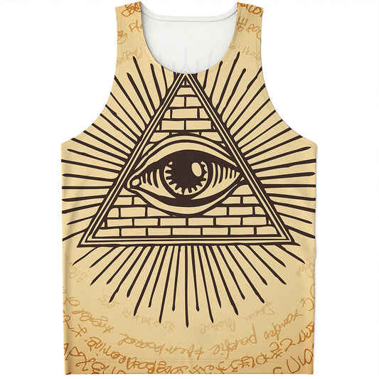 Illuminati Eye Print Men's Tank Top
