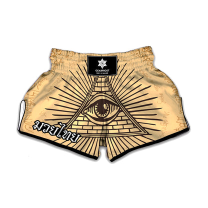 Illuminati Eye Print Muay Thai Boxing Shorts