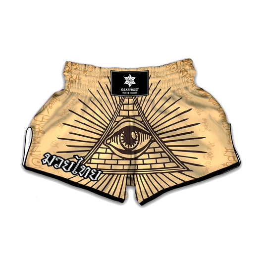 Illuminati Eye Print Muay Thai Boxing Shorts