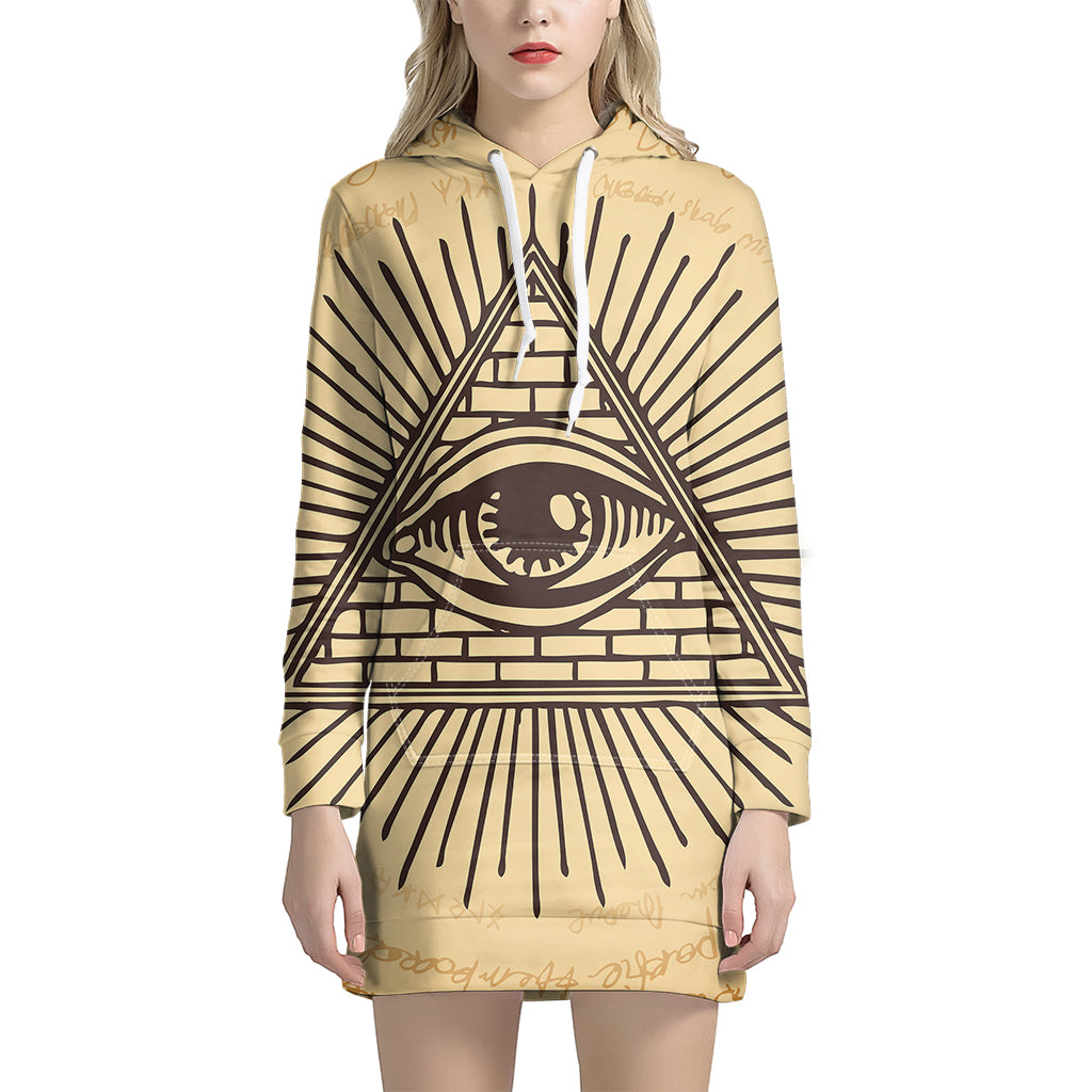 Illuminati Eye Print Pullover Hoodie Dress