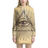 Illuminati Eye Print Pullover Hoodie Dress