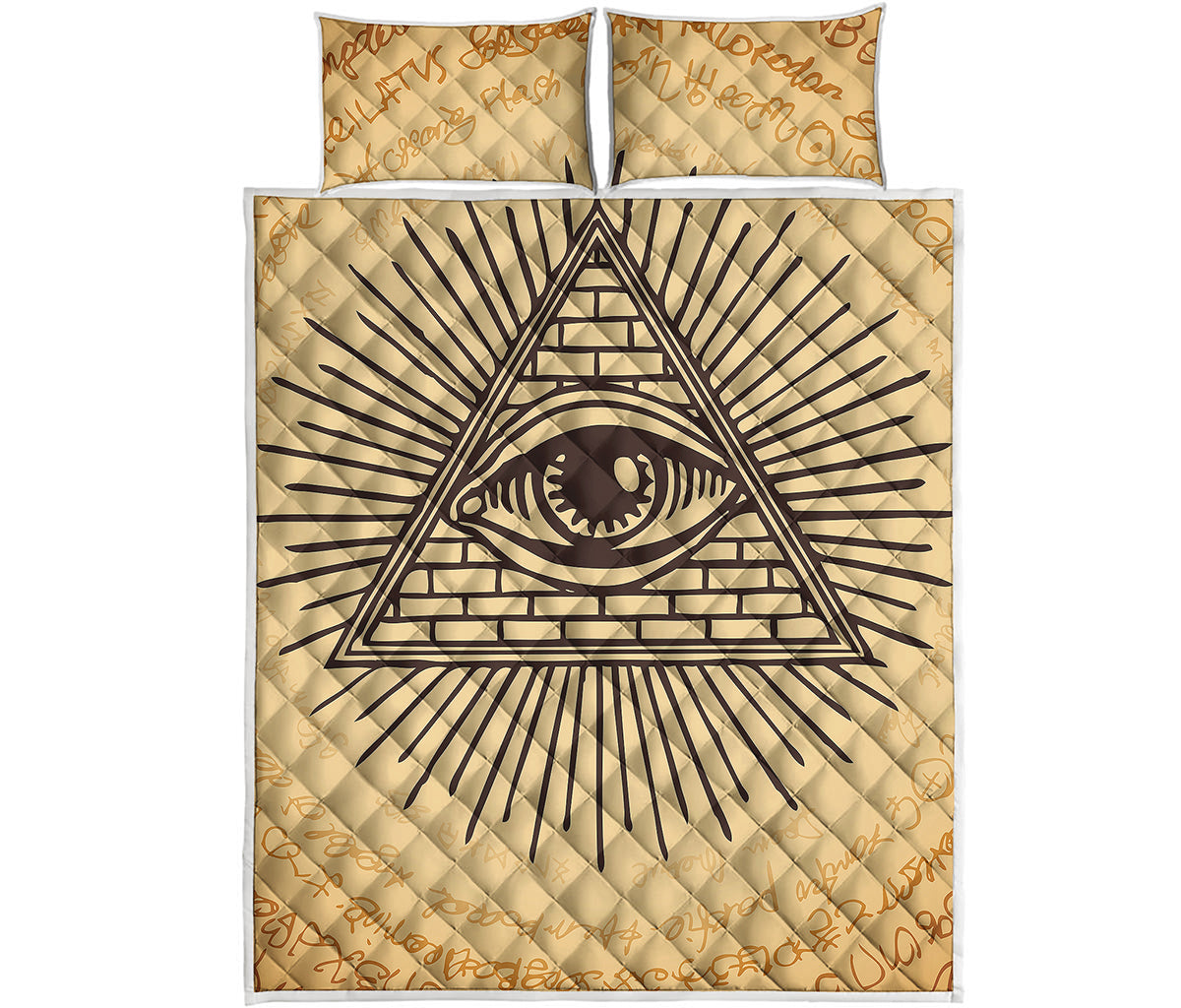 Illuminati Eye Print Quilt Bed Set