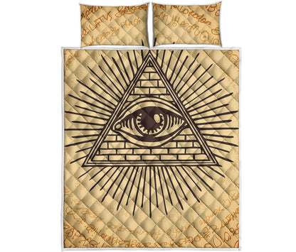 Illuminati Eye Print Quilt Bed Set