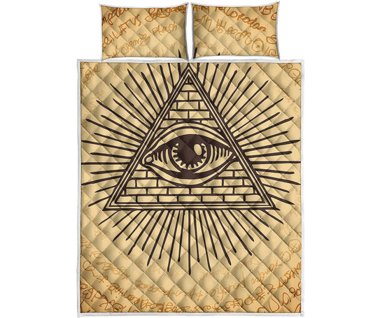 Illuminati Eye Print Quilt Bed Set