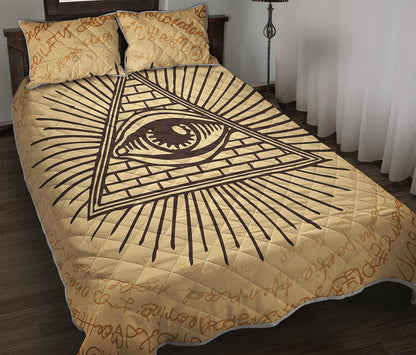 Illuminati Eye Print Quilt Bed Set