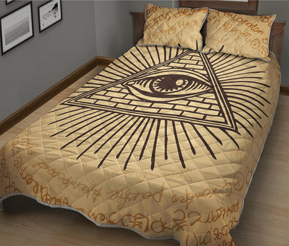 Illuminati Eye Print Quilt Bed Set