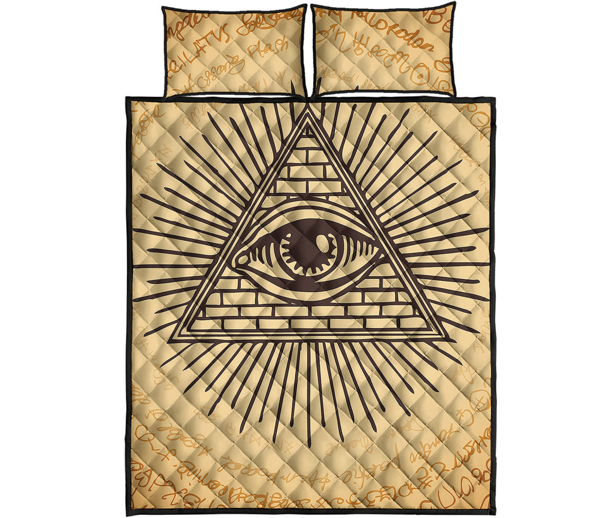 Illuminati Eye Print Quilt Bed Set