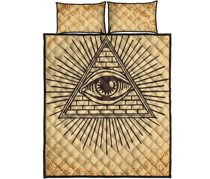 Illuminati Eye Print Quilt Bed Set