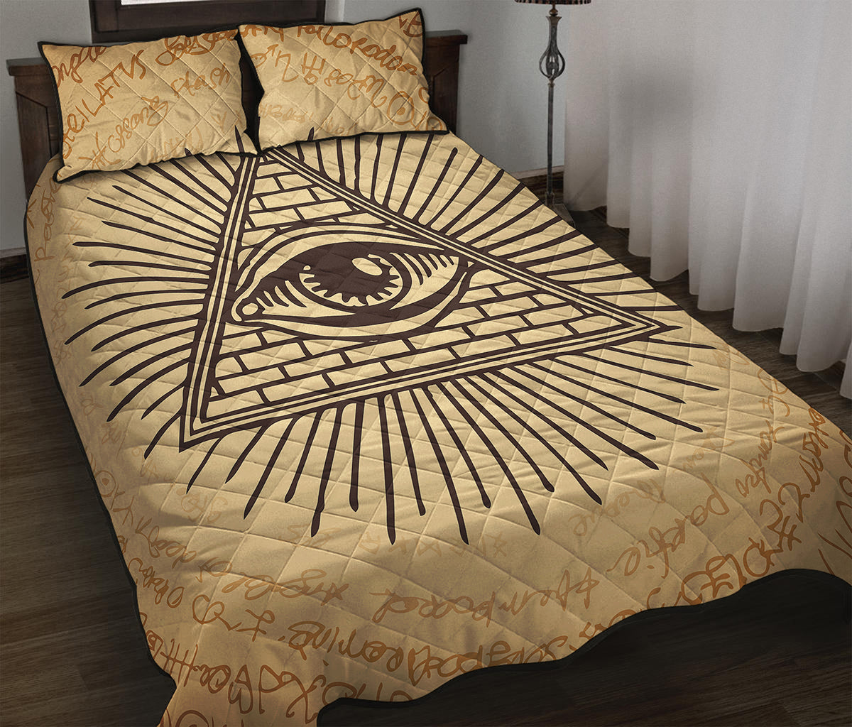 Illuminati Eye Print Quilt Bed Set