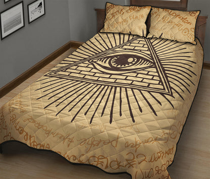 Illuminati Eye Print Quilt Bed Set