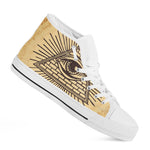 Illuminati Eye Print White High Top Shoes