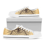 Illuminati Eye Print White Low Top Shoes