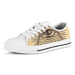 Illuminati Eye Print White Low Top Shoes