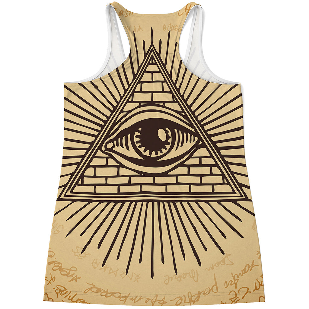 Illuminati Eye Print Women's Racerback Tank Top
