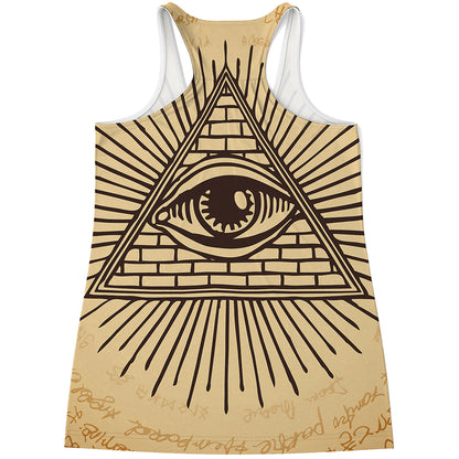 Illuminati Eye Print Women's Racerback Tank Top