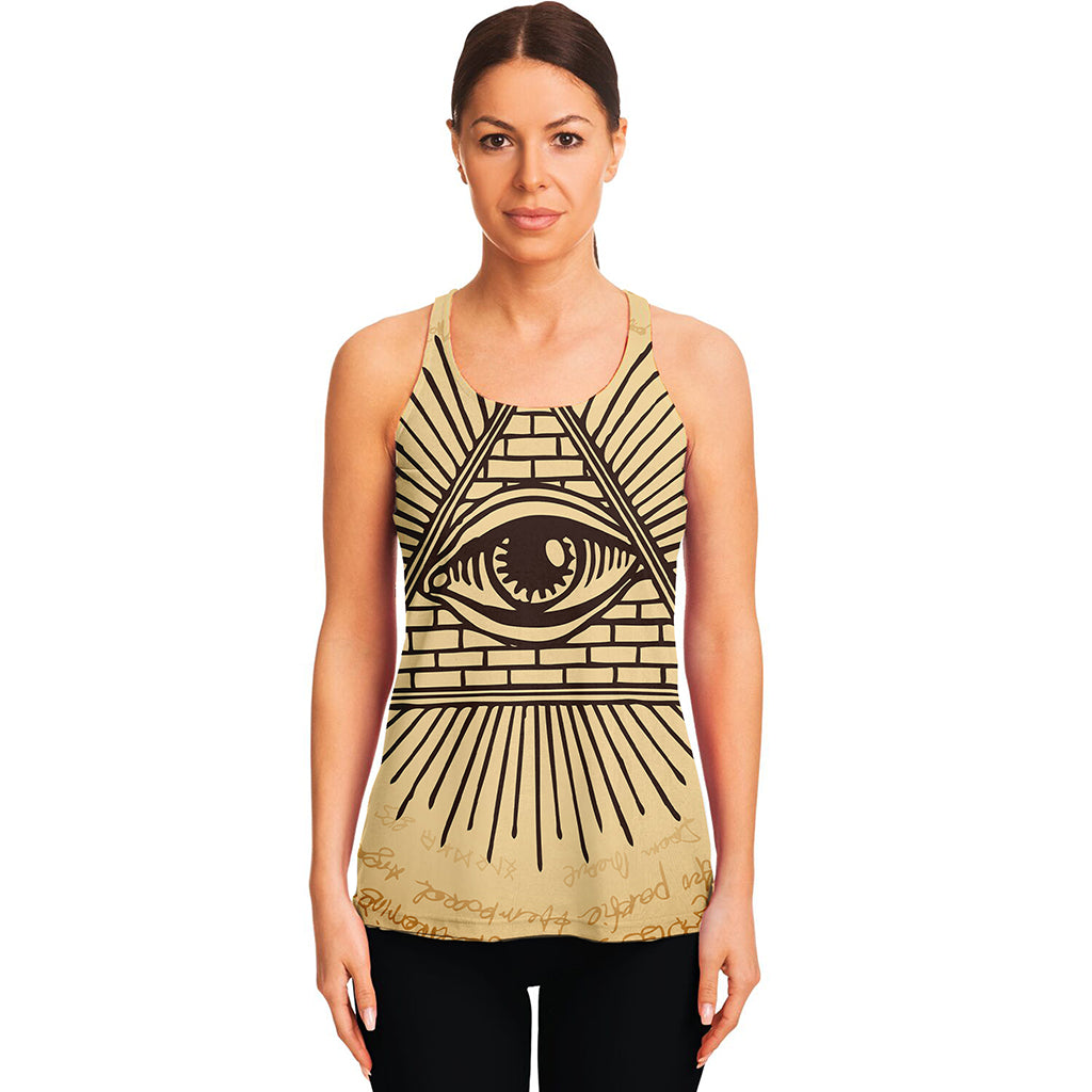 Illuminati Eye Print Women's Racerback Tank Top