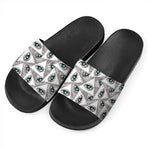 Illuminati Pattern Print Black Slide Sandals