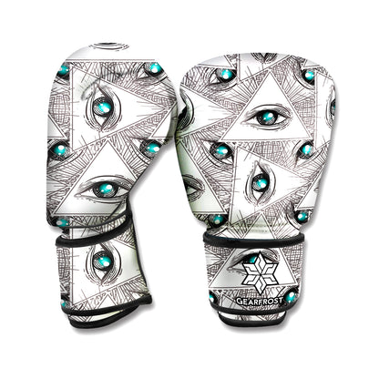 Illuminati Pattern Print Boxing Gloves