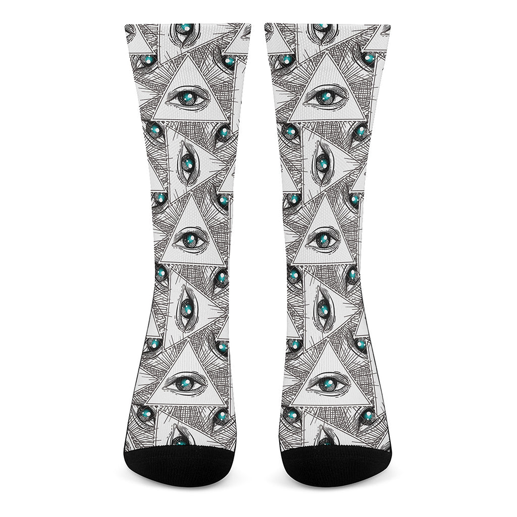 Illuminati Pattern Print Crew Socks