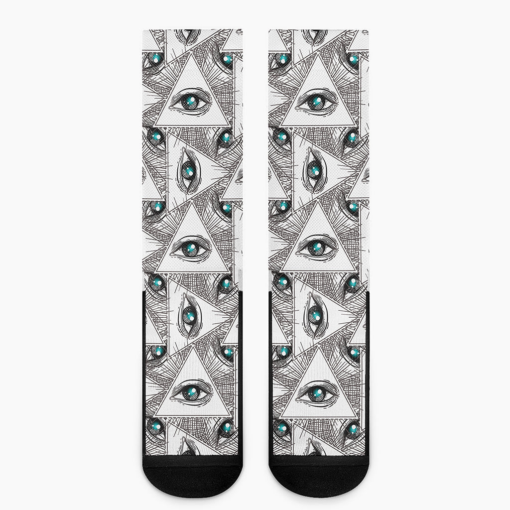 Illuminati Pattern Print Crew Socks
