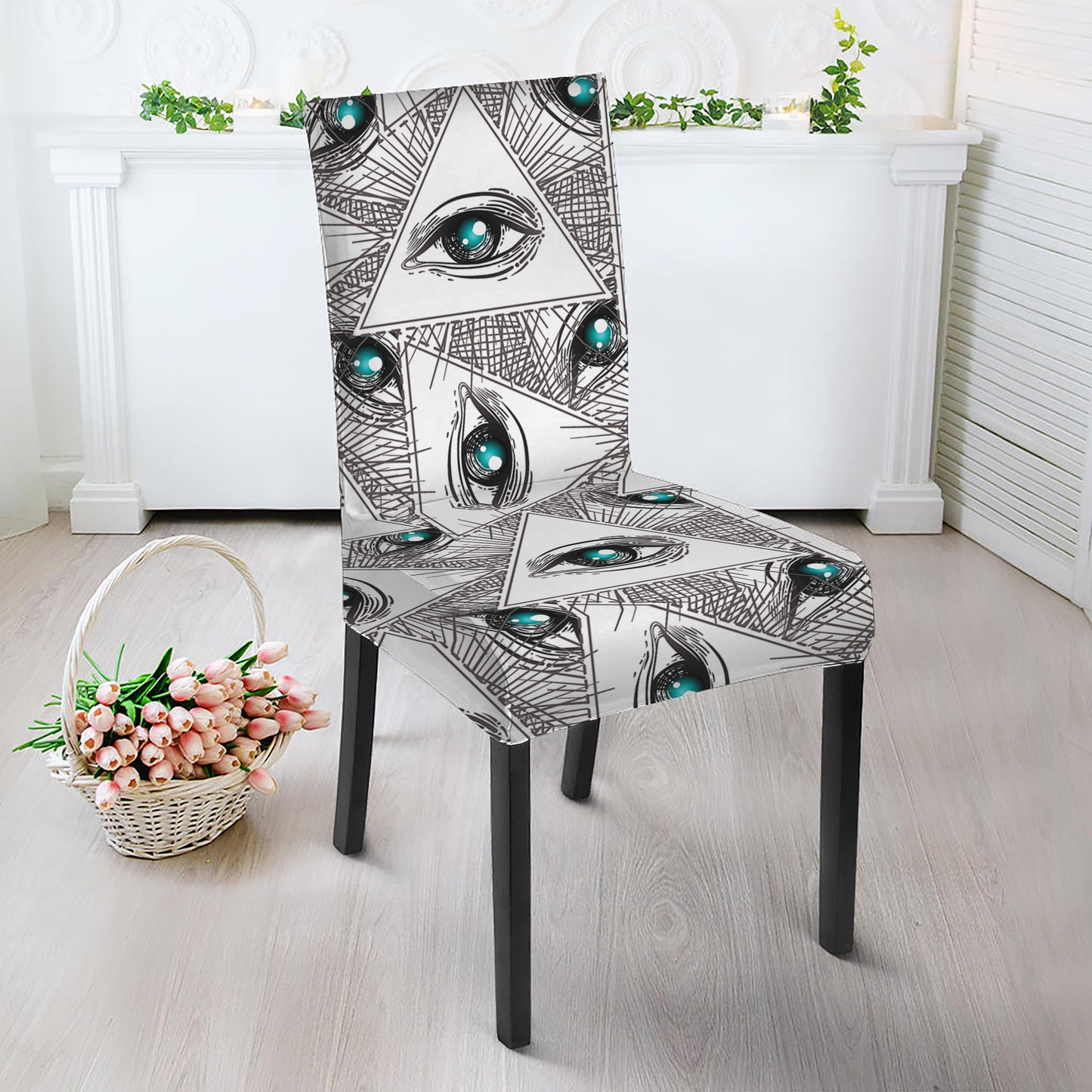 Illuminati Pattern Print Dining Chair Slipcover