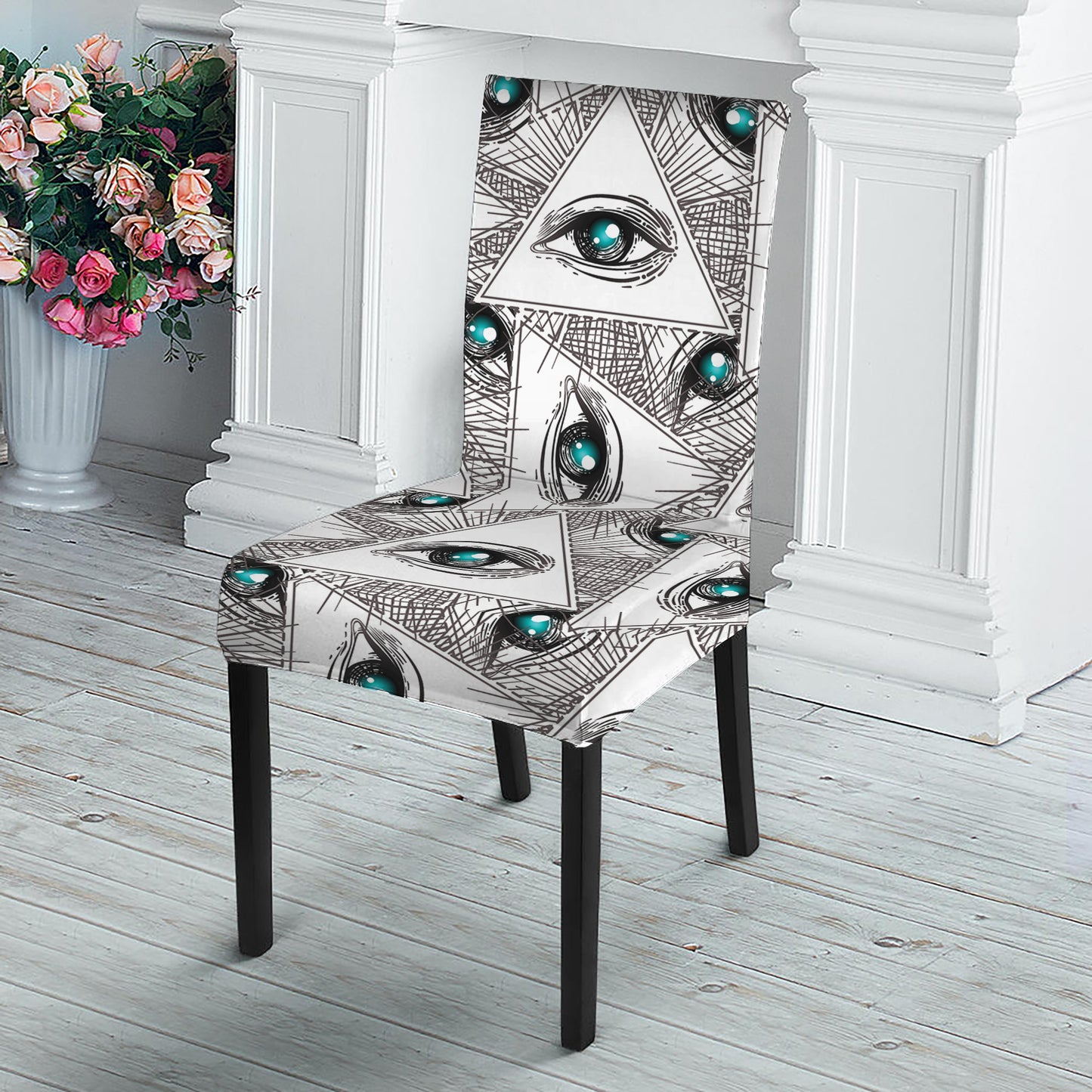 Illuminati Pattern Print Dining Chair Slipcover