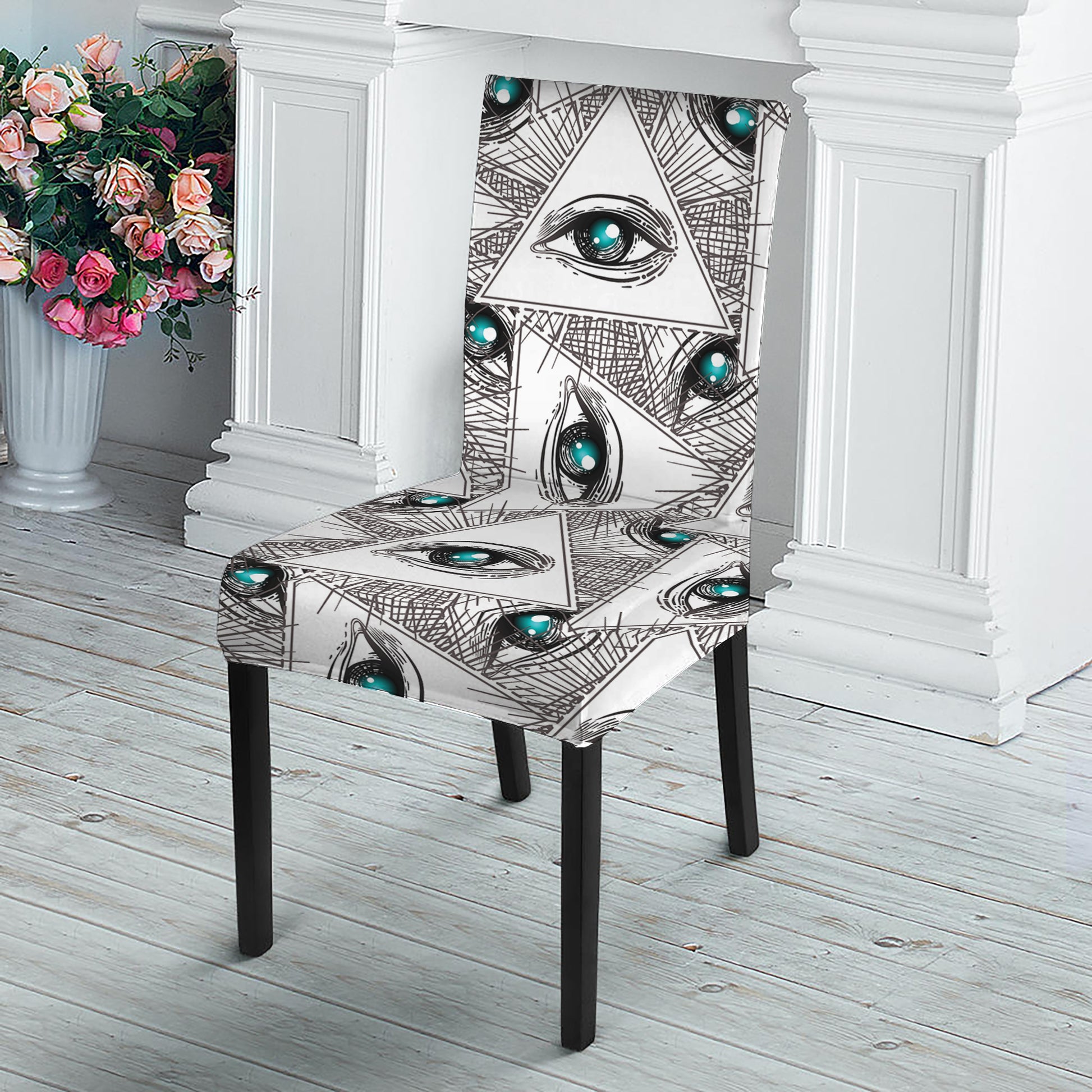 Illuminati Pattern Print Dining Chair Slipcover