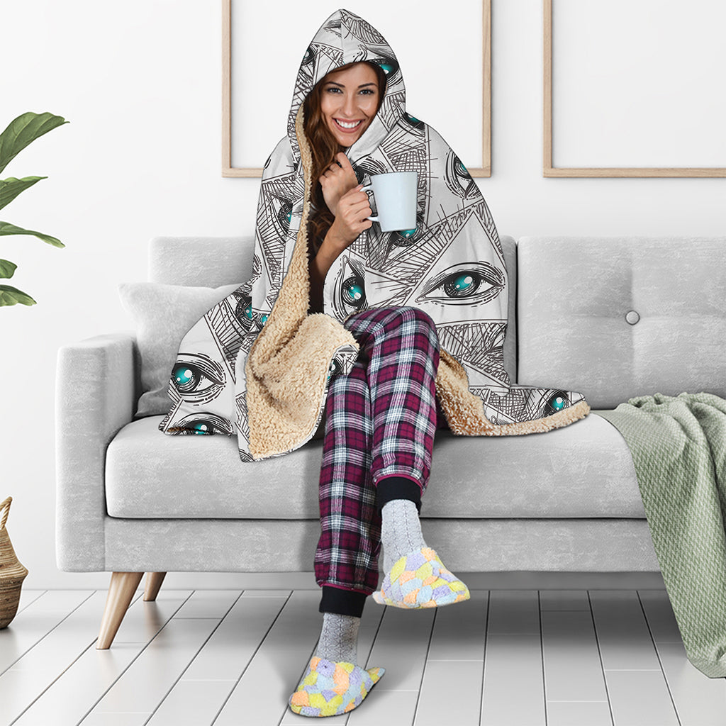 Illuminati Pattern Print Hooded Blanket