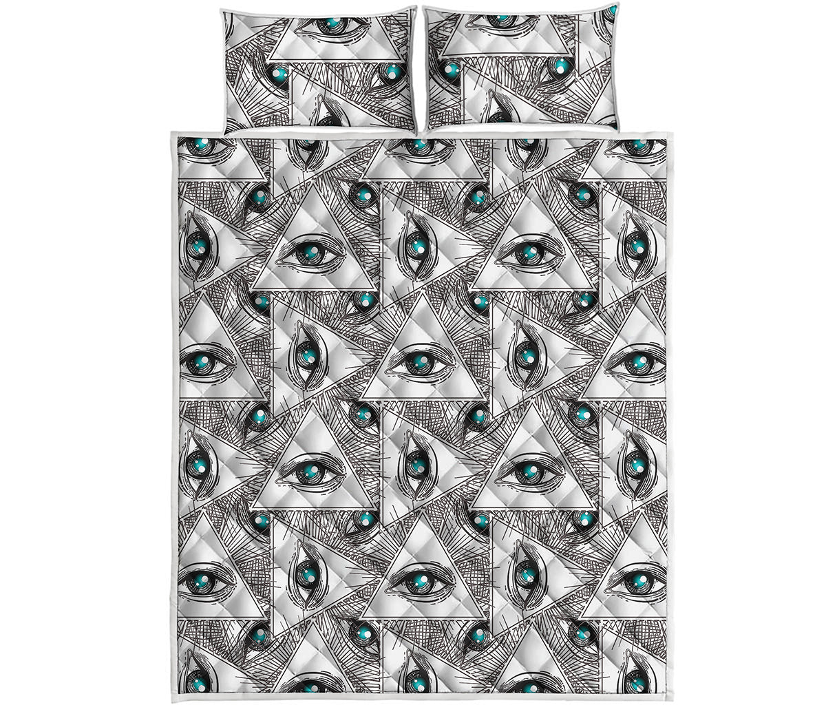 Illuminati Pattern Print Quilt Bed Set