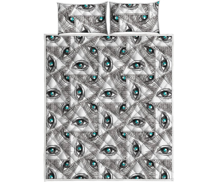 Illuminati Pattern Print Quilt Bed Set