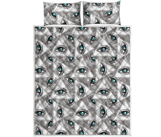 Illuminati Pattern Print Quilt Bed Set