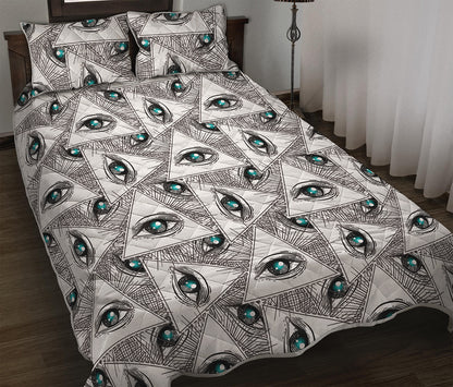 Illuminati Pattern Print Quilt Bed Set
