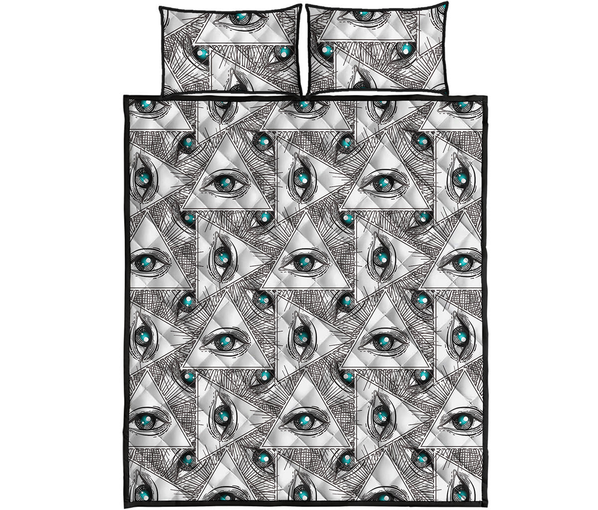 Illuminati Pattern Print Quilt Bed Set