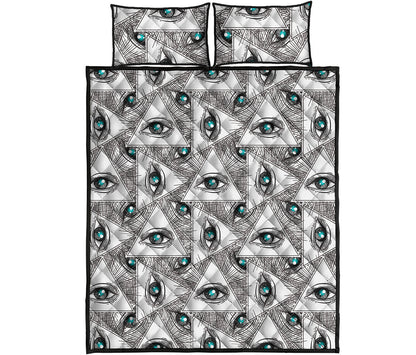 Illuminati Pattern Print Quilt Bed Set