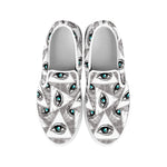 Illuminati Pattern Print White Slip On Shoes