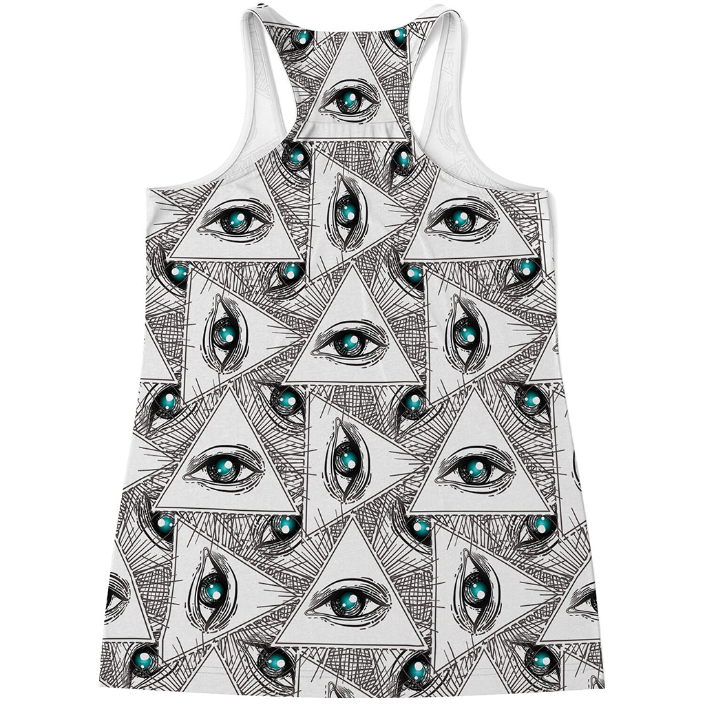 Illuminati Pattern Print Women's Racerback Tank Top
