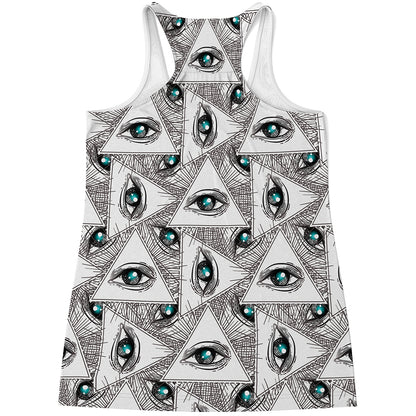 Illuminati Pattern Print Women's Racerback Tank Top