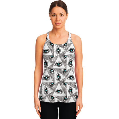 Illuminati Pattern Print Women's Racerback Tank Top