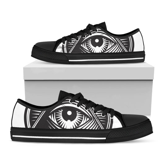 Illuminati Symbol Print Black Low Top Shoes 