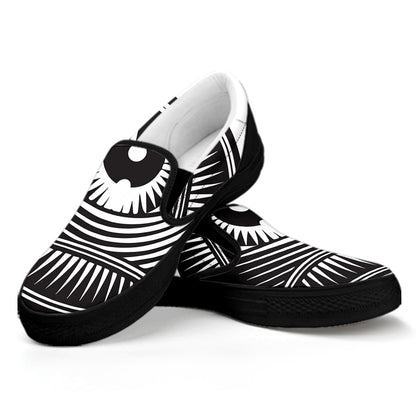 Illuminati Symbol Print Black Slip On Shoes