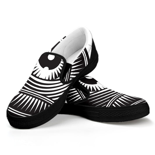 Illuminati Symbol Print Black Slip On Shoes