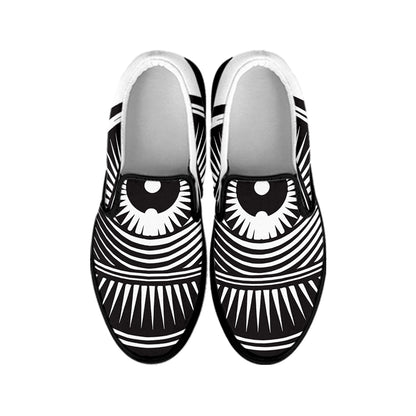 Illuminati Symbol Print Black Slip On Shoes