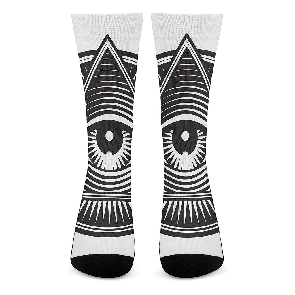 Illuminati Symbol Print Crew Socks